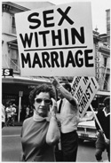'Sex within Marriage' sign at a protest march